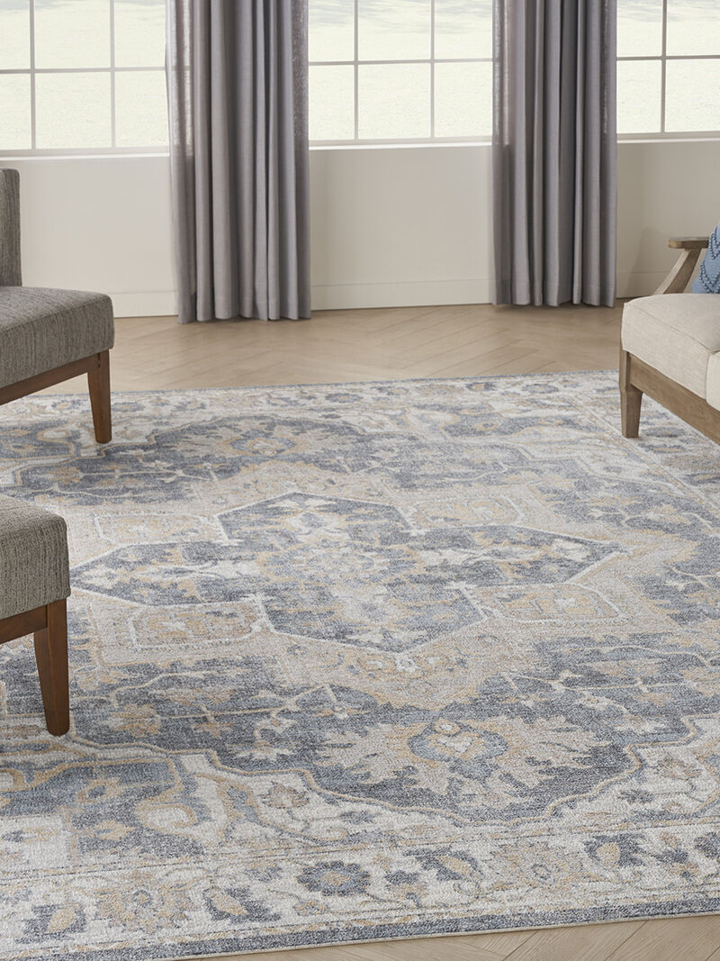 Astra Machine Washable ASW12 Gray/Blue 7'10" x 10' Rug