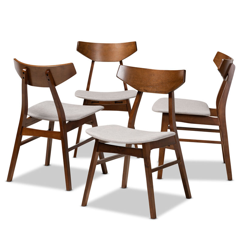 Baxton Studio Danica Light Grey Fabric Upholstered Wood 4 Piece Dining Chair Set