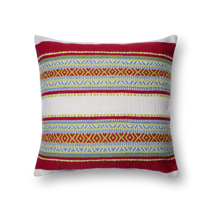 P0213 Red/Multi 22"x22" Poly Pillow