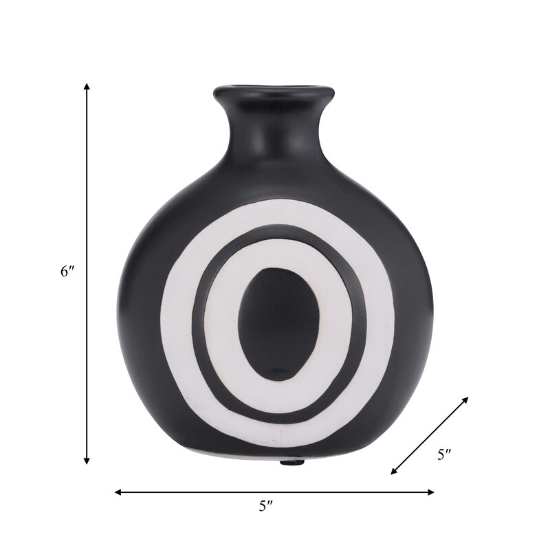 7" Abstract Vase, Black