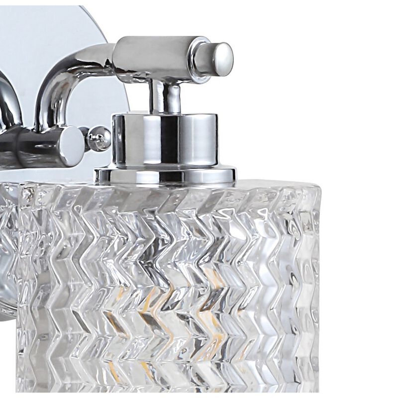Spaulding Vintage Iron Chevron Pattern Glass Farmhouse Cottage LED Vanity Light