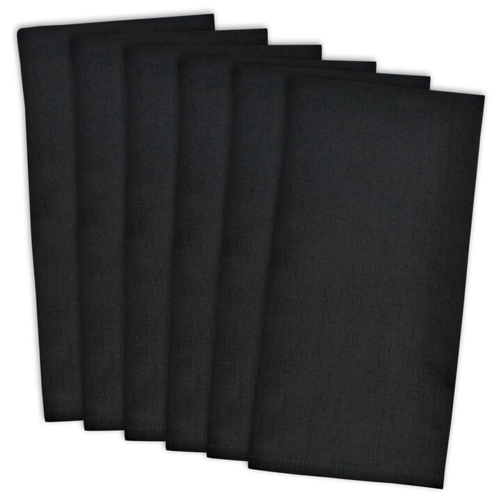 Set of 6 Black Flat Woven Dish Towel  18"