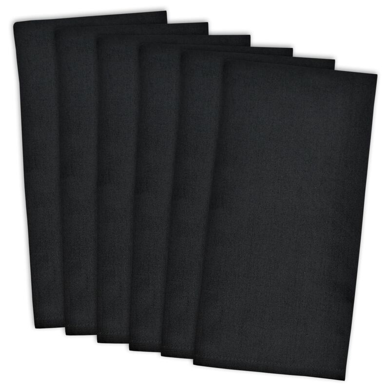 Set of 6 Black Flat Woven Dish Towel  18"