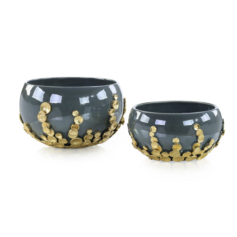 Golden Disc Bowls Set Of 2