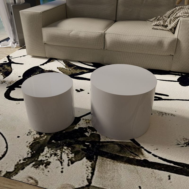 MDF Side Table Set of 2 Coffee End Table Veneer Natural Oak Finish for Living Room Office Bedroom