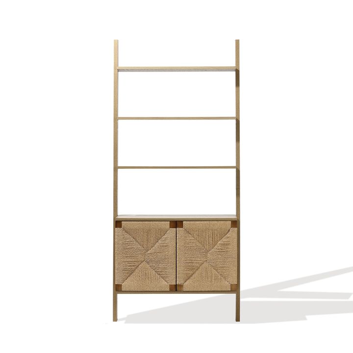LuxenHome 4-Shelf Etagere Bookcase with 2-Door Cabinet Storage