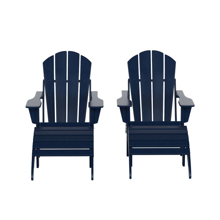 WestinTrends 4-Piece Folding Adirondack Chair With Footrest Ottoman Set