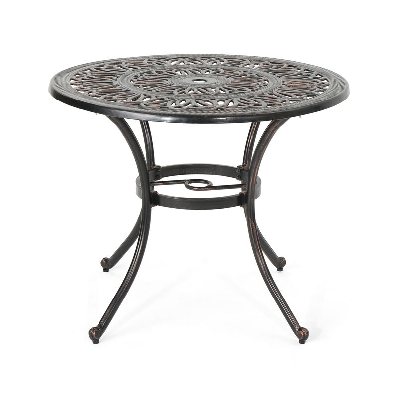 Elegant Outdoor Aluminum Dining Table with Cut-Out Design and Rust Protection