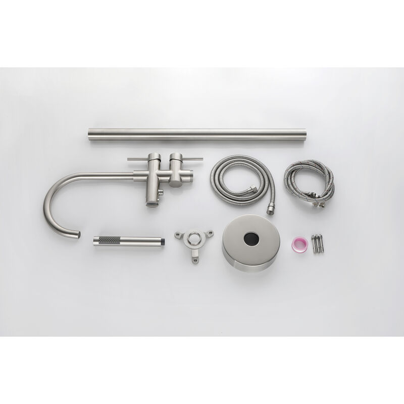 Mount Bathtub Faucet Freestanding Tub Filler Brushed Nickel Standing High Flow Shower Faucets