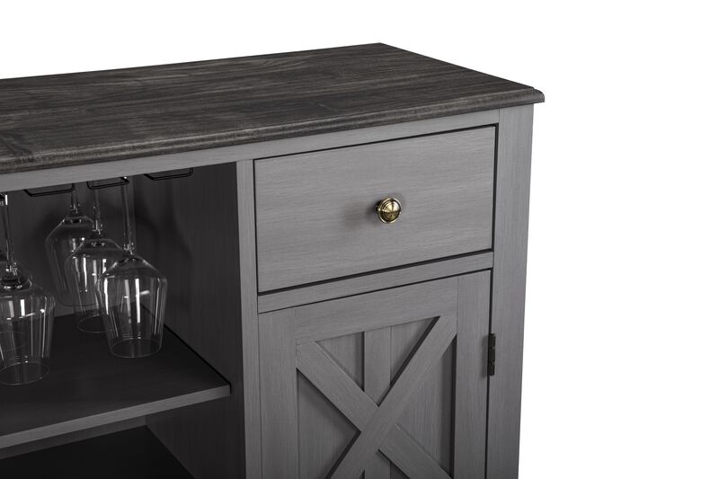 FESTIVO 47 in. Modern X-Door Wine Cabinet w/ Built-in Wine Rack