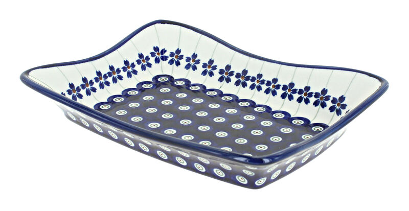 Blue Rose Polish Pottery Zara Medium Rectangular Tray