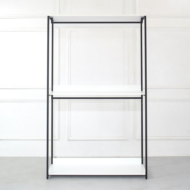 Fiona 111 in. W White Freestanding 3 Tower System 7 -Shelf Walk in Wood Closet System with Metal Frame