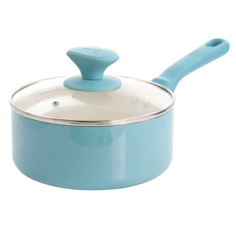 Spice by Tia Mowry Savory Saffron 16 Piece Ceramic Nonstick Cookware Set in Blue