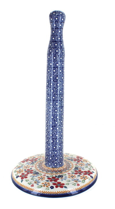 Blue Rose Polish Pottery Garden Bouquet Paper Towel Holder