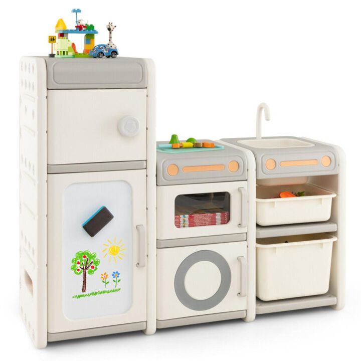 Hivvago Multipurpose Toy Chest and Bookshelf with Magnetic Whiteboard-Gray