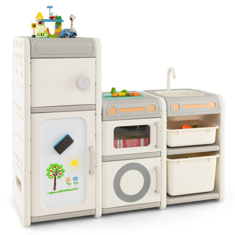 Hivvago Multipurpose Toy Chest and Bookshelf with Magnetic Whiteboard-Gray