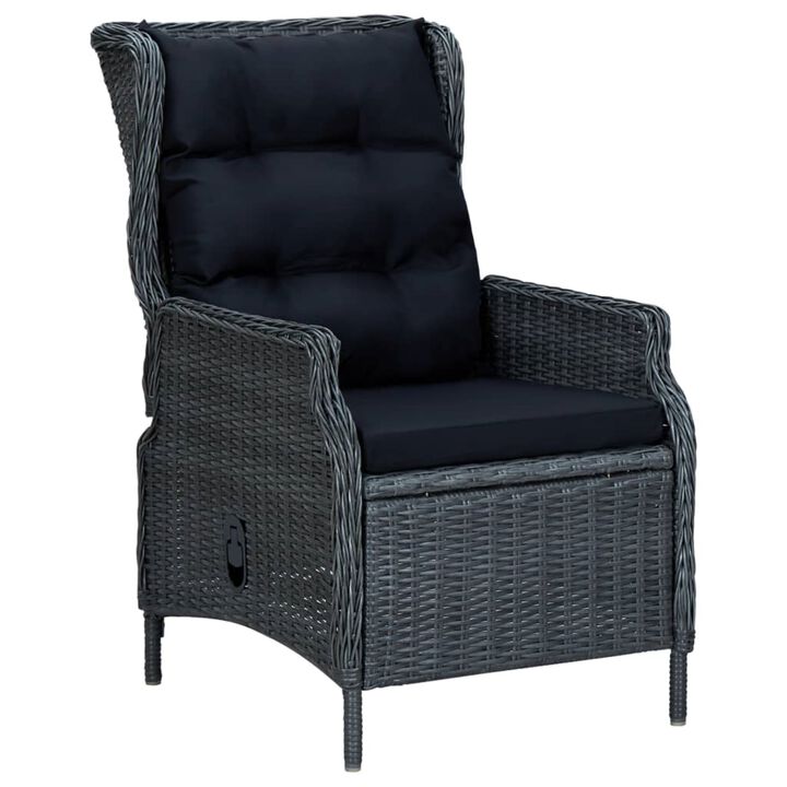 vidaXL 9 Piece Outdoor Dining Set with Cushions Poly Rattan Dark Gray
