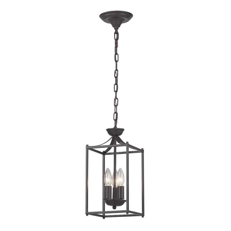 Black Metal Frame 3-Light Rustic Ceiling Iron Lantern