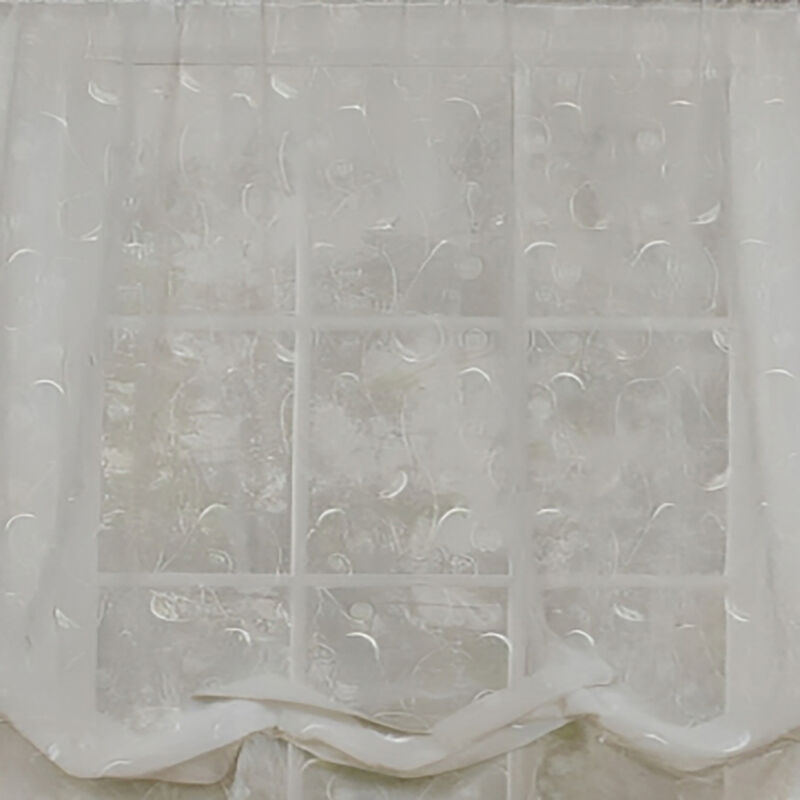 Commonwealth Habitat Hathaway Scroll Motif Embroidery Balloon Curtain - 54x63" - White
