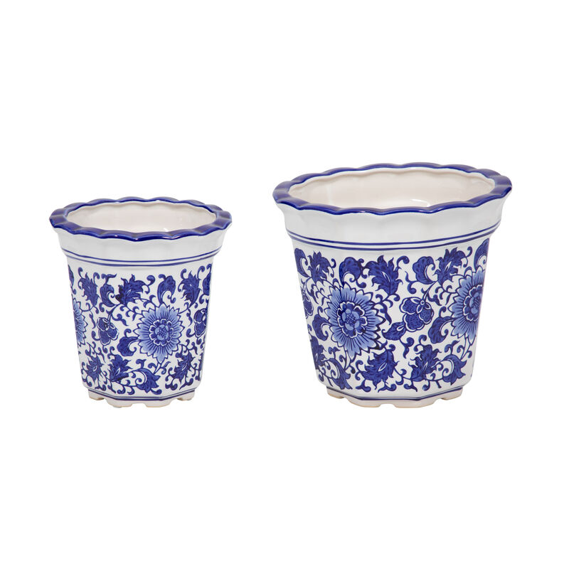 Blue Chinoiserie Pot Planters