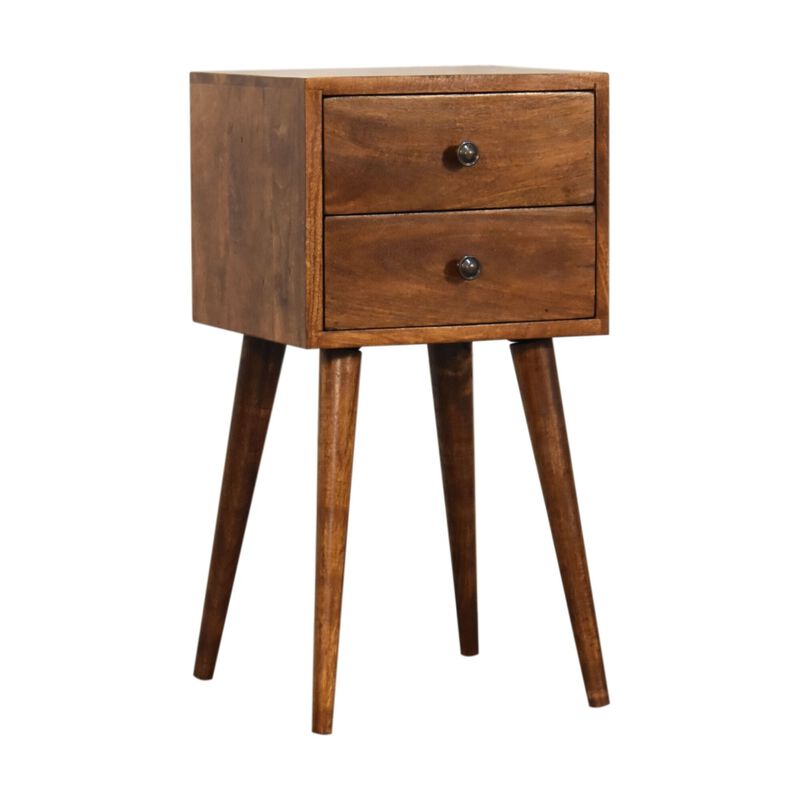 Mini 2 Drawer Chestnut Solid Wood NightStand