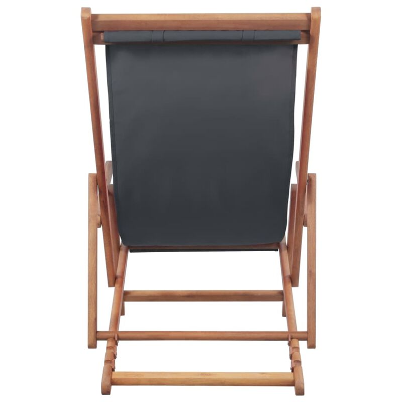 vidaXL Folding Beach Chair Fabric and Wooden Frame Gray