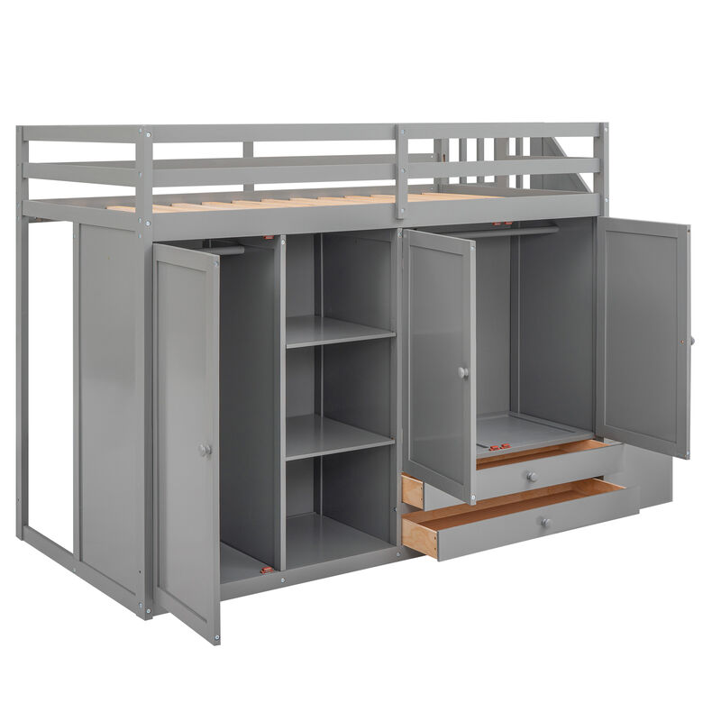 Merax Functional Loft Bed with Wardrobe