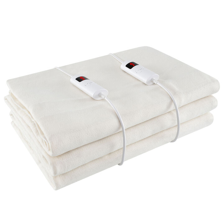 Machine Washable Electric Bed Warmer with Dual Controller 9 Heat Setting and 9-Hour Auto Off and Overheat Protection