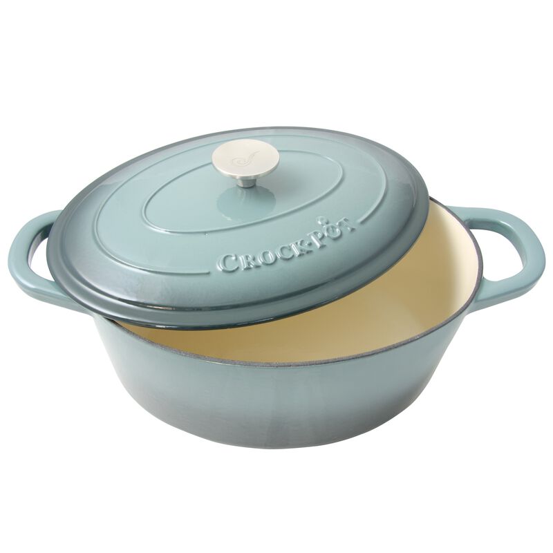 Crock Pot Artisan 7 Quart Enameled Cast Iron Oval Dutch Oven in Slate Grey