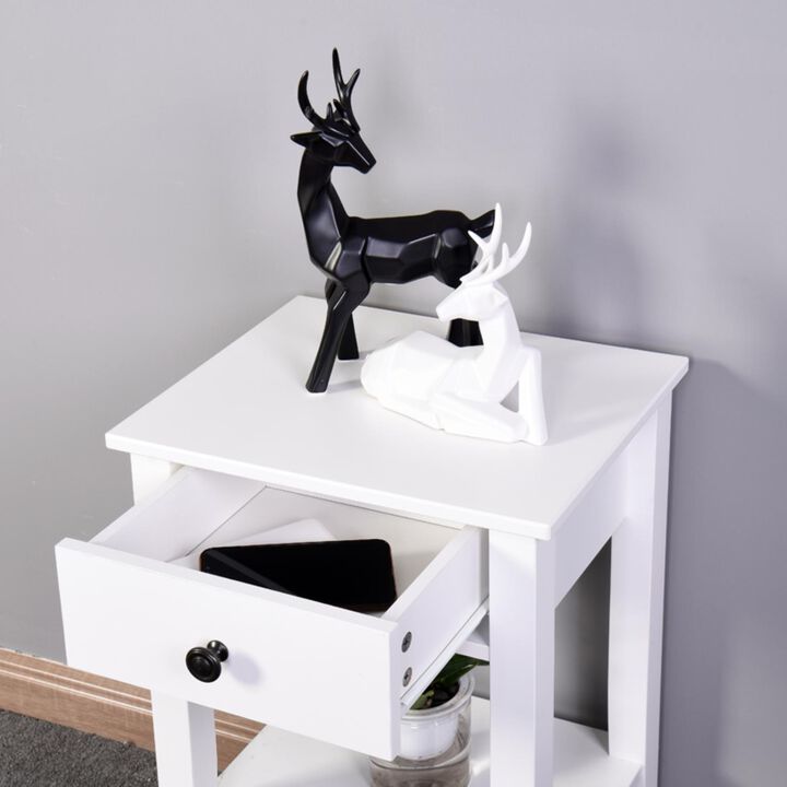 Hivvago Floor Standing Mini Storage Table with Drawer for Room and Bathroom