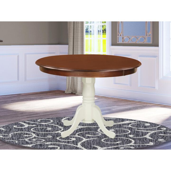 East West Furniture Dining Table Mahogany & Linen White, HLT-MLW-TP