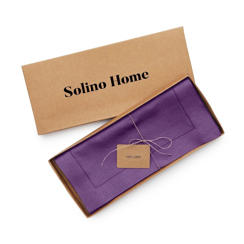 Solino Home 100% Pure Linen Table Runner | Classic Hemstitch for Thanksgiving, Christmas