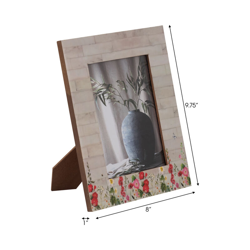 5"x7" Ivry Wood Pink Flwr Frme