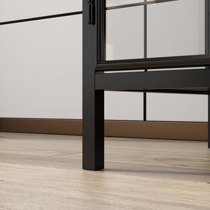 FUFU&GAGA Modern Black Sideboard, Sleek Wooden Buffet Cabinet with Ample Storage, Scratch-Resistant & Durable Design for Dining Room & Living Space,(55.1" W x 29.5" H x 15.7" D),Black