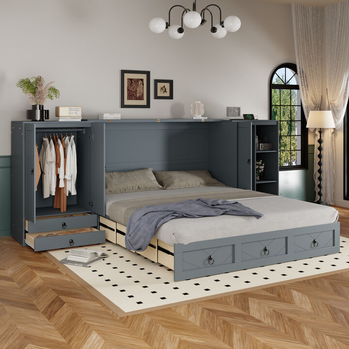 Merax Murphy Bed with USB Port and Wardrobe