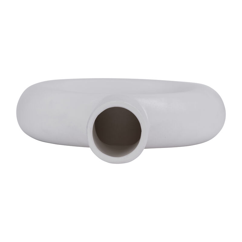 9" White Circle Cut-Out Vase