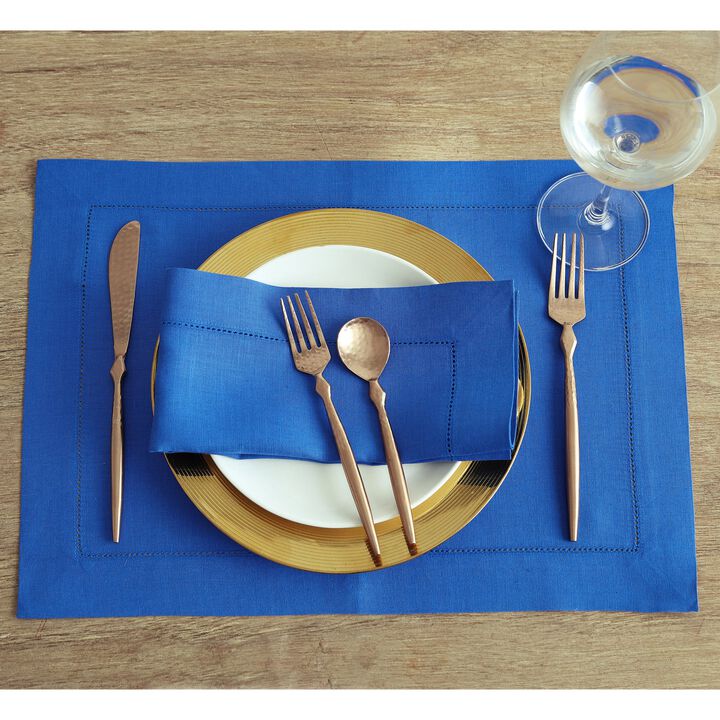 Solino Home 100% Pure Linen Dinner Napkins 20 x 20 Inch Set of 4 | Classic Hemstitch