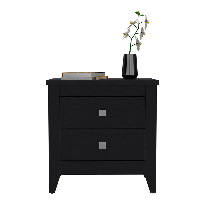 DEPOT E-SHOP Nightstand 24"H, Two Drawers, Four Legs, Superior Top, Black