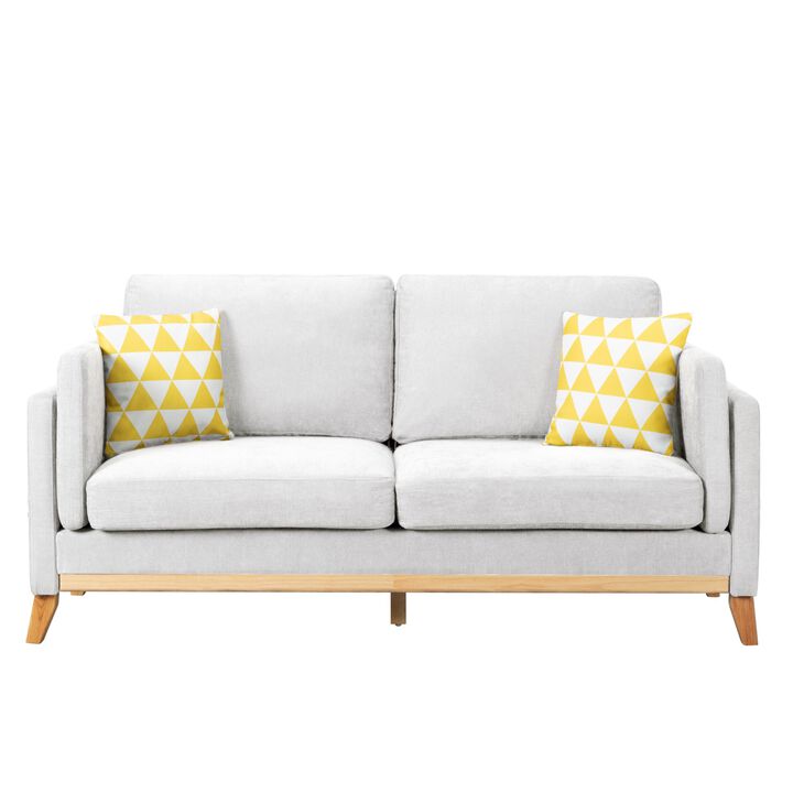 72.4 in. W Square Arm Chenille Modern Straight Sofa with Pillows