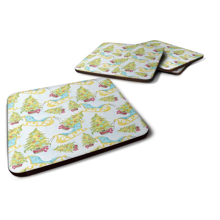 Caroline's Treasures Christmas Tree and Sleigh Decorative coasters, 3.5, Multicolor