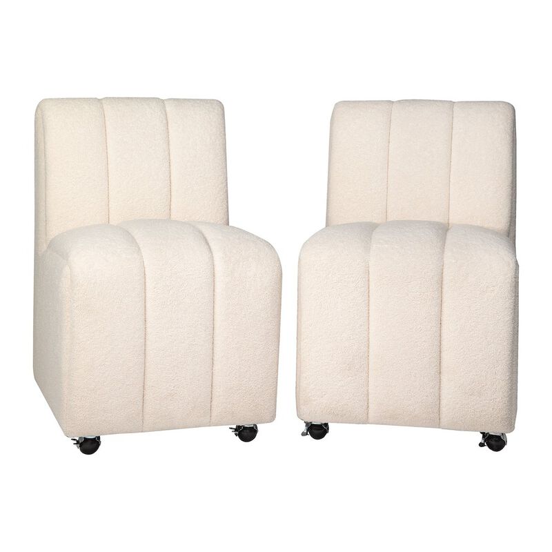 Jofran Tess Contemporary Modern Ivory Boucle Upholstered Dining Chair