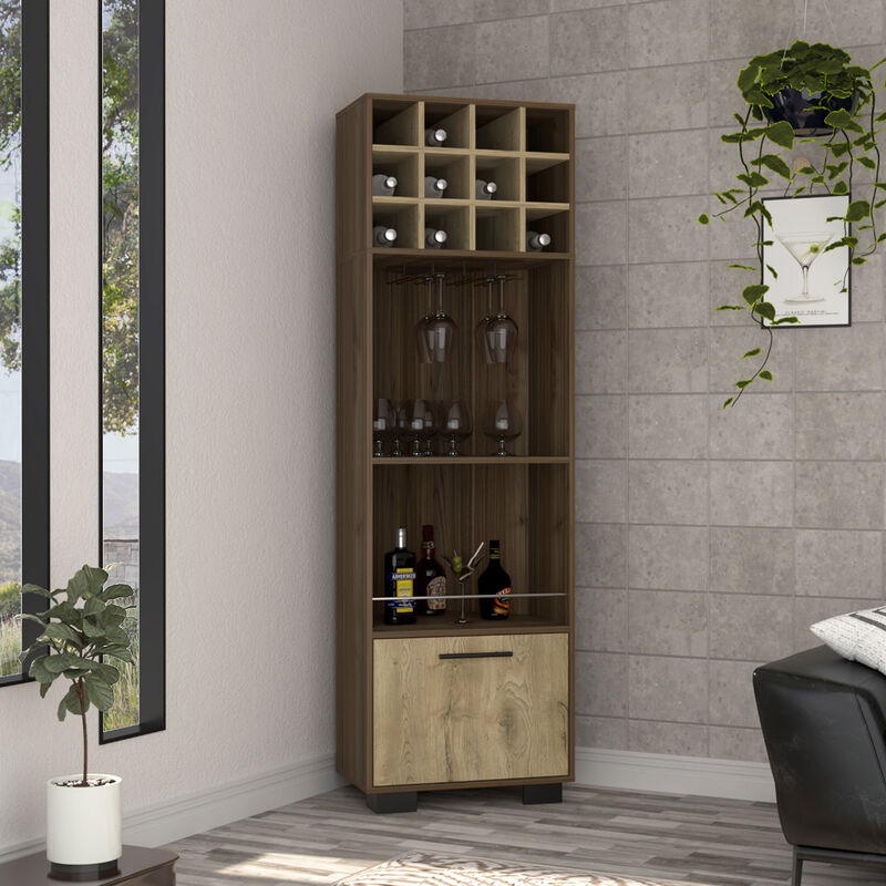 Corner Bar Cabinet Cataluña, Living Room, Mahogany / Aged Oak