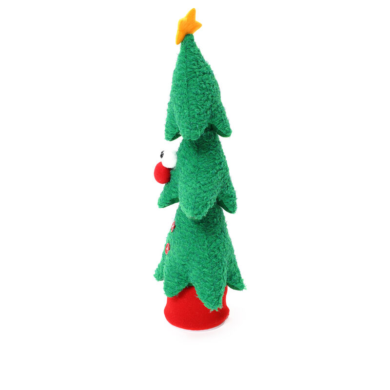 LuxenHome Animated Singing Green 17" Tall Christmas Tree Holiday Decoration, Battery Operated