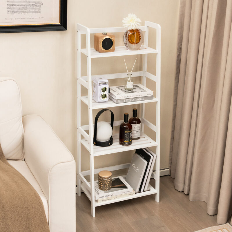 47.5 Inch 4-Tier Multifunctional Bamboo Bookcase Storage Stand Rack