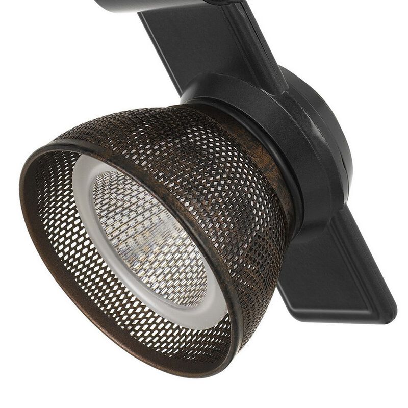 12W Integrated LED Metal Track Fixture with Mesh Head, Black and Bronze - Benzara