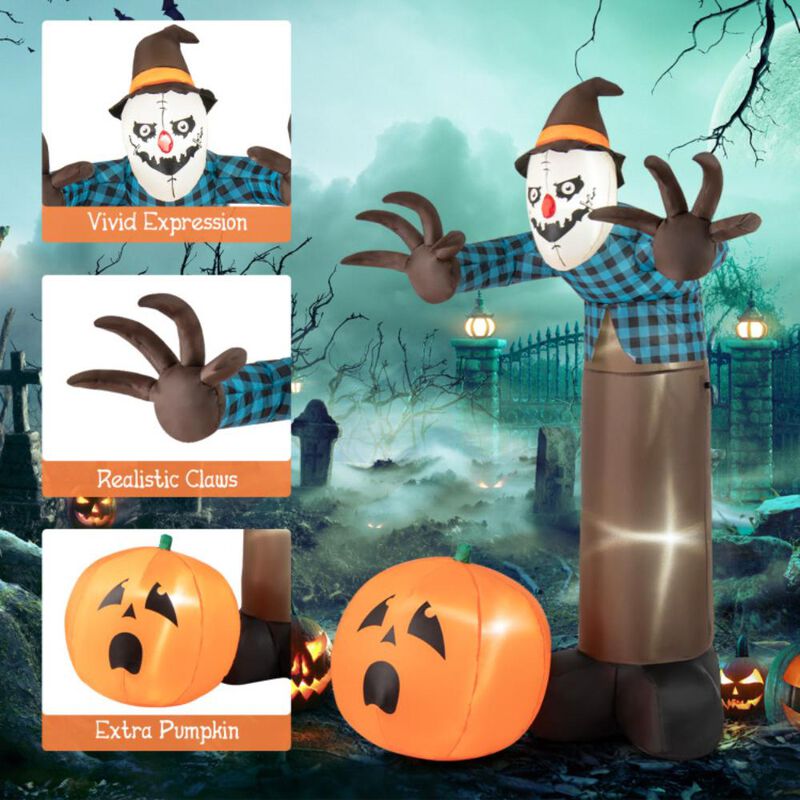 Hivvago 7 FT Inflatable Halloween Haunted Scarecrow Pumpkin Ghost with Built-in LED Lights