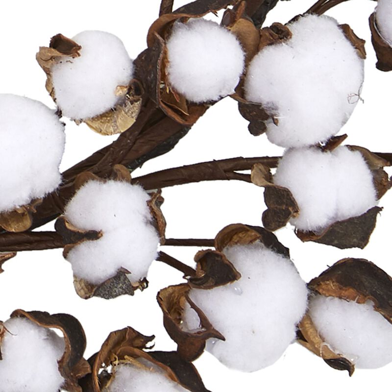 Cotton Ball Spring Artificial Wreath  20-Inch  Unlit