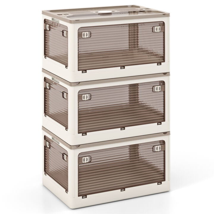 3-Pack Stackable Storage Bins with Lids – 5-Way Access Organizing Containers