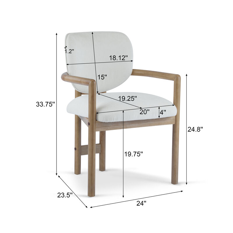 Merax Rubber Wood Dining Chairs Arm Chairs 2 Pieces