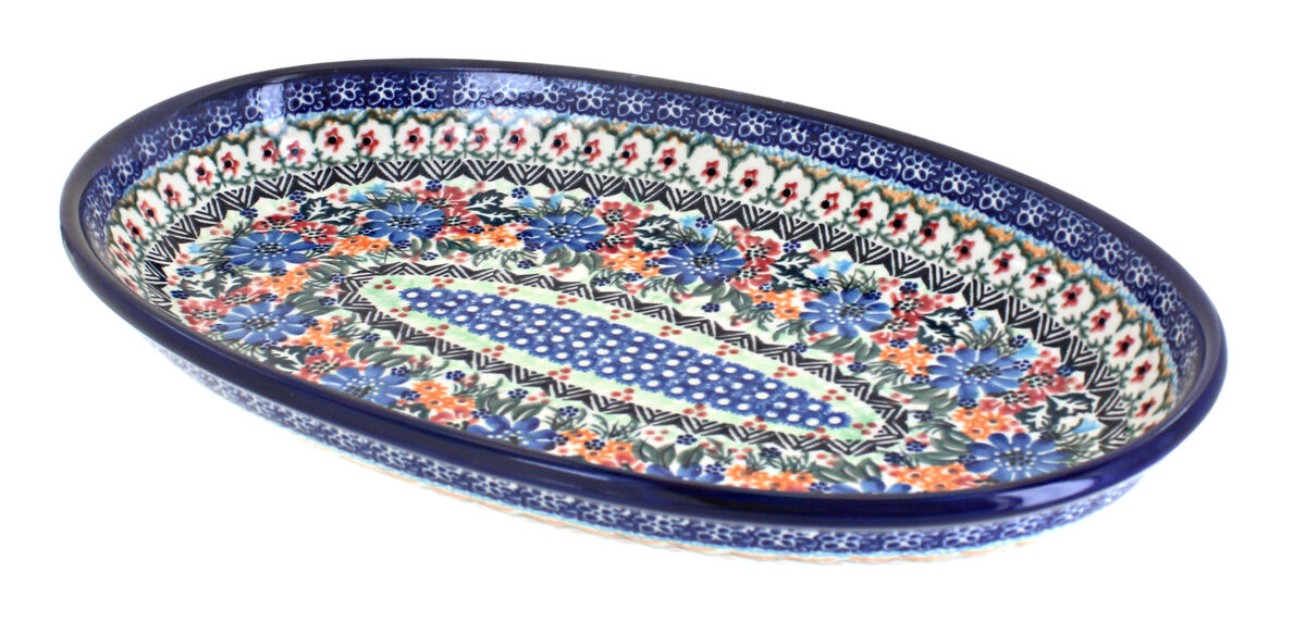 Blue Rose Polish Pottery Noel Nights Oval Platter